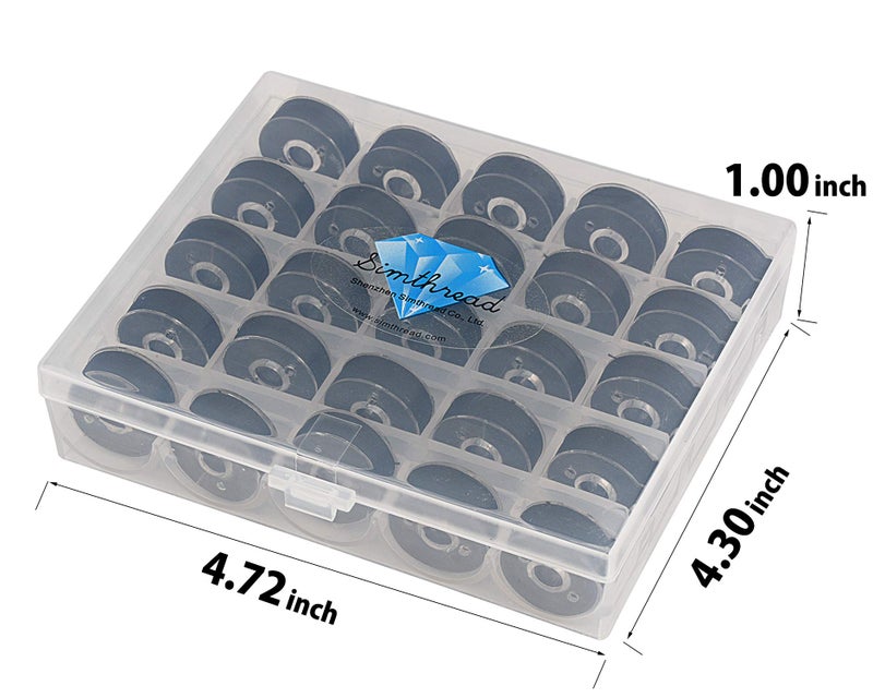 Simthread 25Pcs Black Prewound Bobbin Thread Size L (Sa155) 60Wt For Brother Husqvarna Pfaff Embroidery Thread Sewing Thread Machine With Clear Storage Plastic Case Diy - Image 2